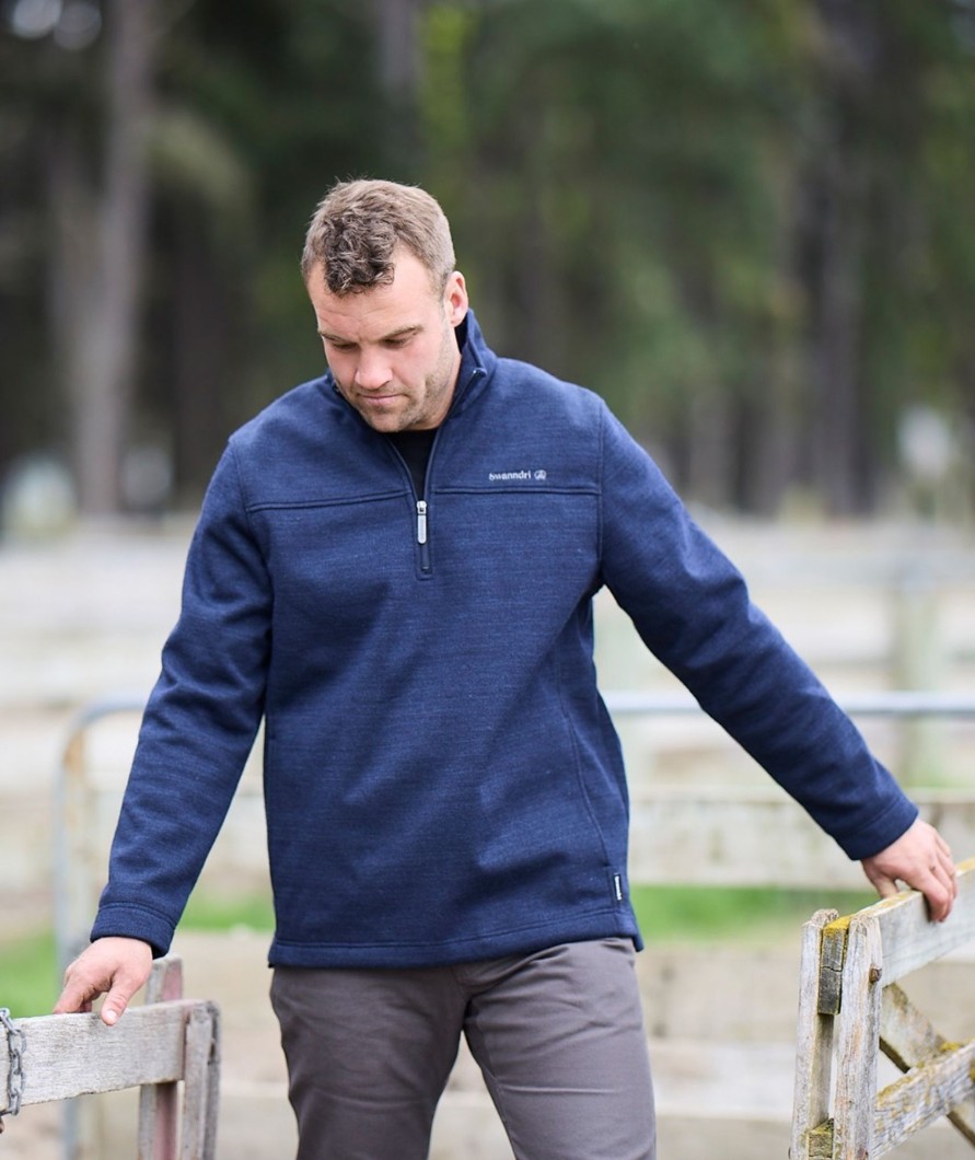 Men Swanndri NZ Knitwear & Jumpers | Men'S Weka Technical Fleece Pullover With Bonded Wool Lining